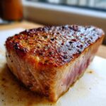 A perfectly seared MARINADE FOR TUNA STEAK with a beautiful crust and pink center.