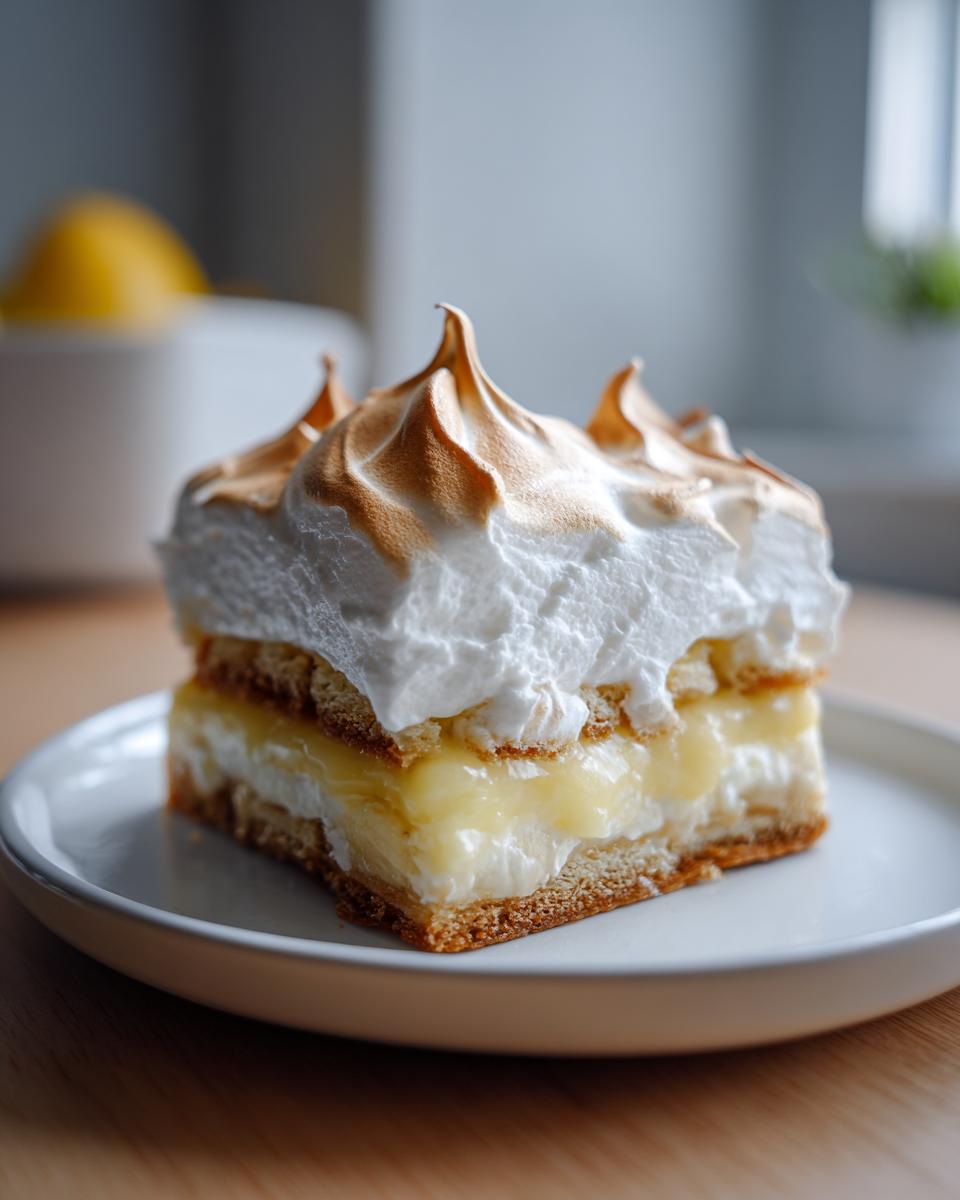 A slice of decadent banana pudding with layers of vanilla wafers, creamy custard, and toasted meringue.
