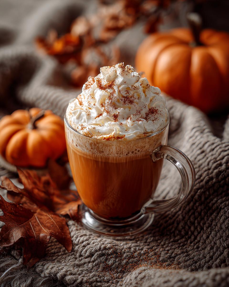 A delicious Pumpkin Spice Latte topped with whipped cream and cinnamon, perfect for a cozy autumn day.