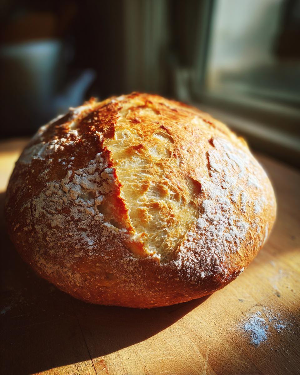 A golden-brown, rustic loaf of pizza dough dusted with flour, ready for baking.