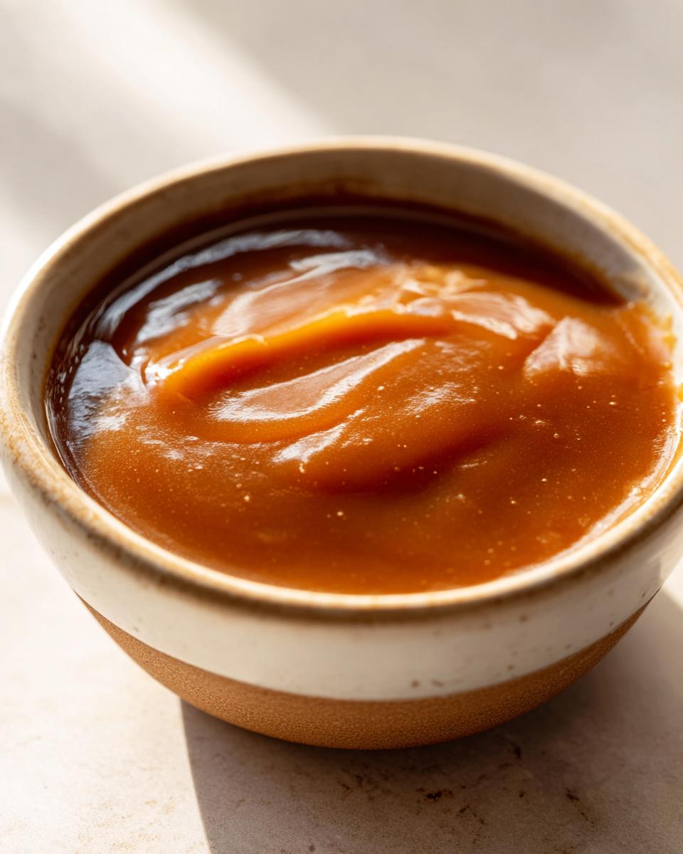A close-up of silky smooth turkey gravy in a rustic bowl, showcasing its rich color and texture.