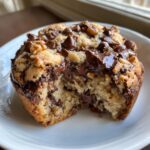 A close-up of a thick, gooey levain bakery chocolate chip cookie with a bite taken out, showing melted chocolate and nuts.